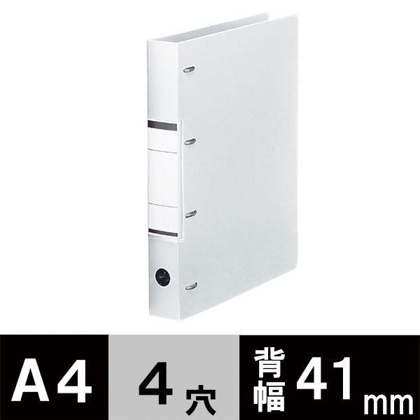 アスクル　リングファイル　A4タテ　D型4穴　背幅41mm　クリアホワイト　白　ユーロスタイル  オ...