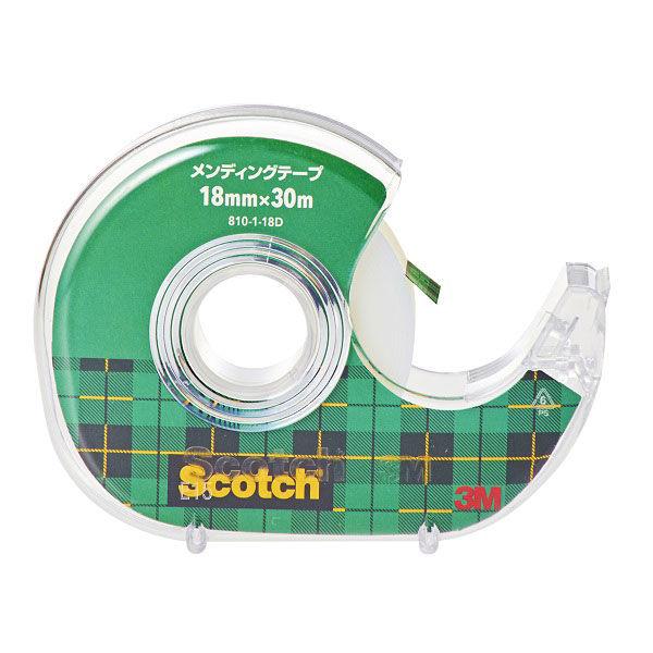 スコッチ メンディングテープ 小巻 1インチ 巻芯径25mm ディスペンサー付 幅18mm×長さ30...