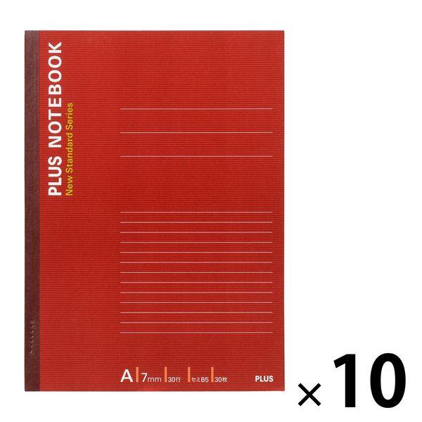 プラス ノートブック セミB5 A罫 30枚 赤 10冊 NO-003AS 76701