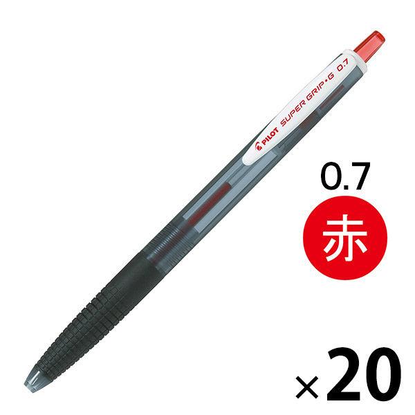 パイロット 油性ボールペン スーパーグリップノック 0.7mm 赤インク 20本 BSGK‐10F‐...