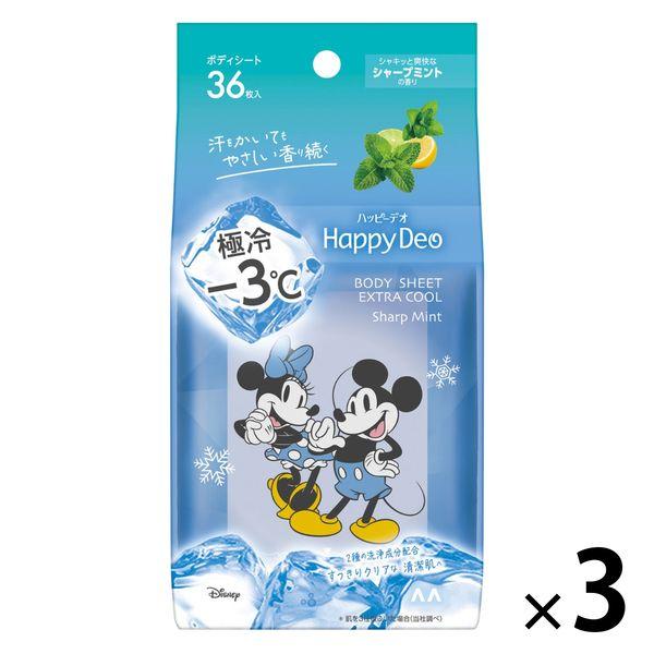 マンダム　ハッピーデオ　ボディシート　極冷シャープミント　３６枚　３個　汗拭きシート 汗拭きシート ...