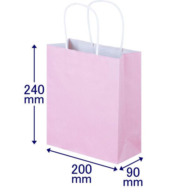 手提げ紙袋　丸紐　パステルカラー　ピンク　SS　1箱（300枚：50枚入×6袋）　スーパーバッグ  ...