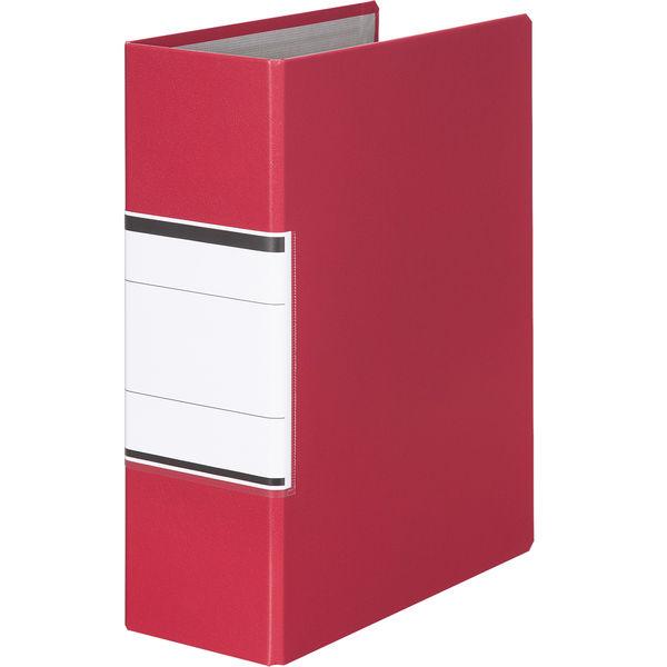 アスクル　パイプ式ファイル　A4タテ　両開き　とじ厚80mm　背幅96mm　レッド　赤　ユーロスタイ...