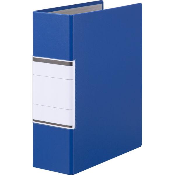 アスクル　パイプ式ファイル　A4タテ　両開き　とじ厚80mm　背幅96mm　ブルー　青　ユーロスタイ...