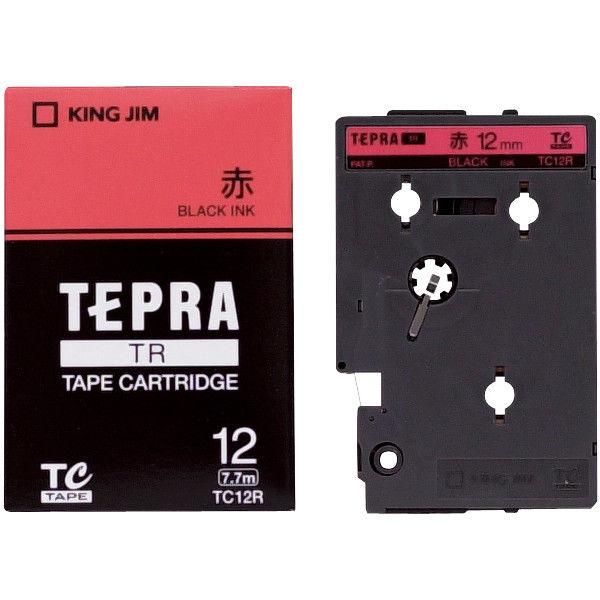 テプラ TEPRA TRテープ　カートリッジ 幅12mm 赤ラベル(黒文字) TC12R 1個 キン...