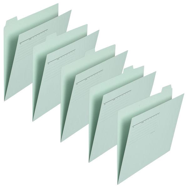 プラス　カットフォルダー　A4　5山　マチなし　ブルー　青　1袋（5枚入）　個別フォルダー　FL-0...