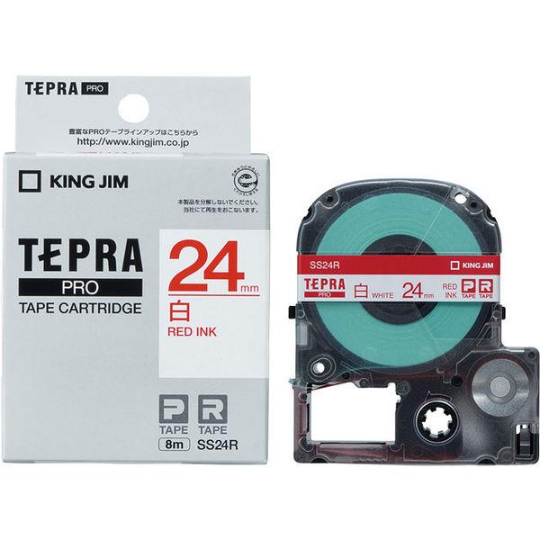 テプラ TEPRA PRO【純正】テープ スタンダード 幅24mm 白ラベル(赤文字) SS24R ...