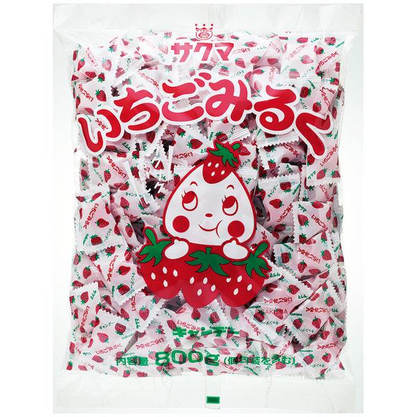 サクマ　いちごみるく　1袋（800g：約223粒入り）　サクマ製菓