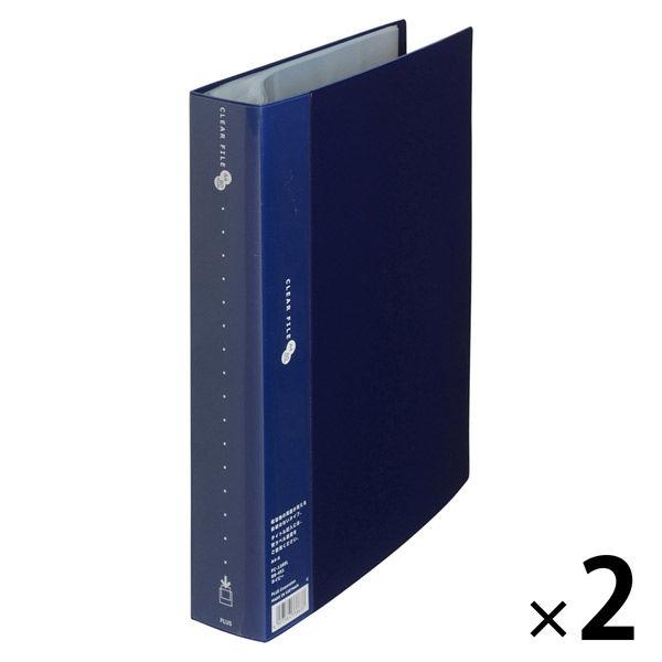 プラス スーパーエコノミークリアーファイル A4タテ 80ポケット ネイビー 紺 固定式 FC-12...