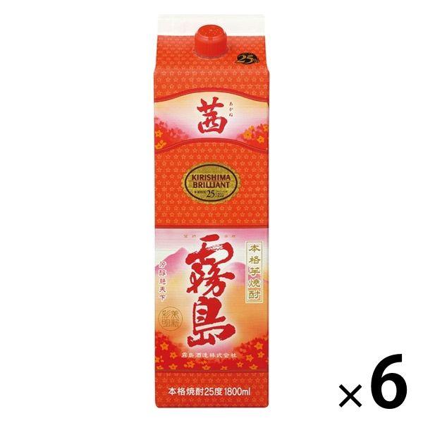 茜霧島 25度　1.8L 1800ml パック　1箱（6本入）　芋焼酎 霧島酒造