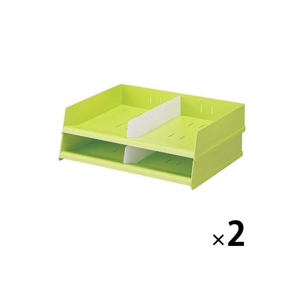 リヒトラブ(LIHIT LAB.) フリーサイズレタートレー 黄緑 A7312-6 2箱（2台入×2...