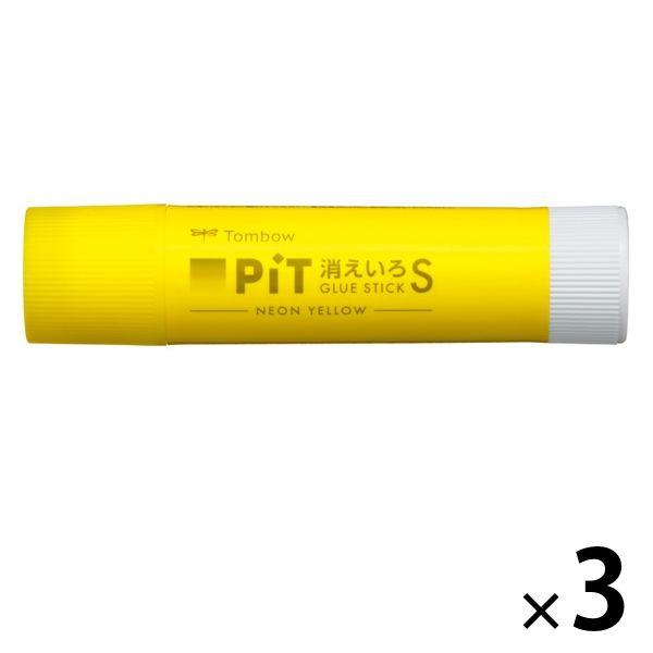 スティックのり（固形のり）　PIT　消えいろピットSネオンイエロー　乾くと色が消える　　PT-TCY...