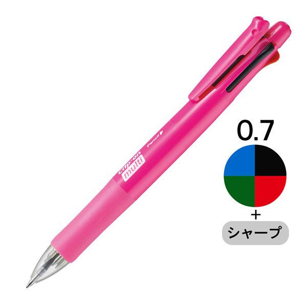 多機能ボールペン クリップ-オンマルチF キューティーピンク軸 4色0.7mmボールペン+シャープ ...