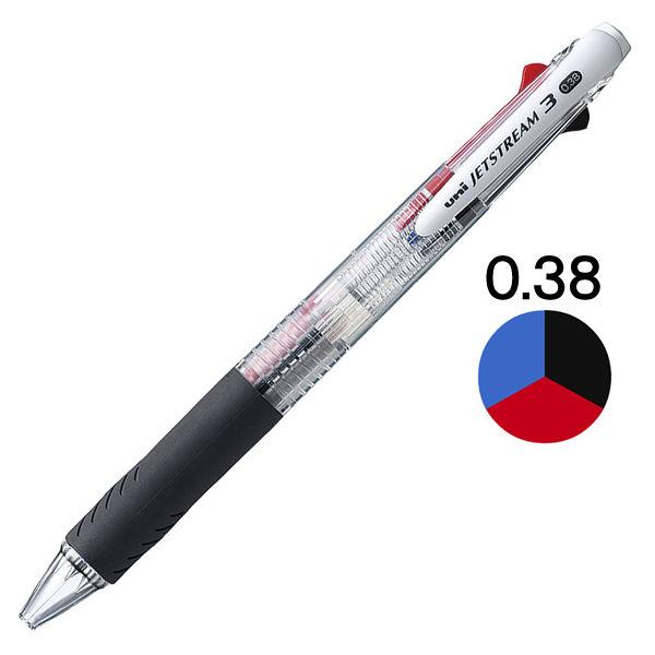 ジェットストリーム 3色ボールペン 0.38mm 油性 透明軸 SXE3-400-38 三菱鉛筆un...