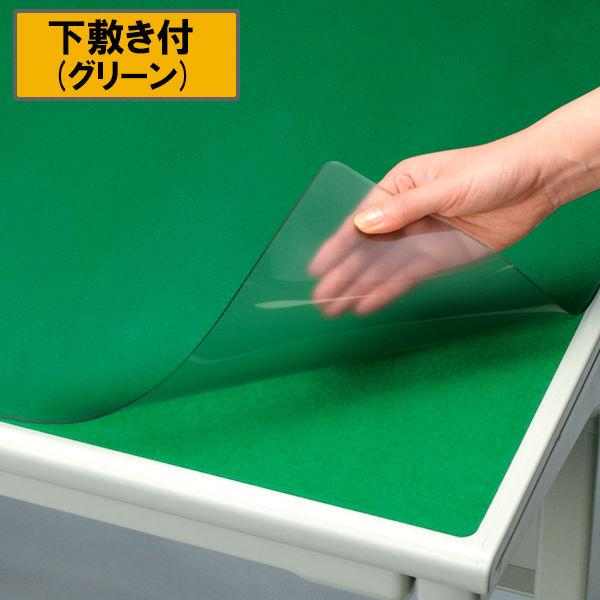 プラス ななめカットデスクマット OAタイプ 中（1190×590mm） 厚さ1.7mm 下敷き付 ...