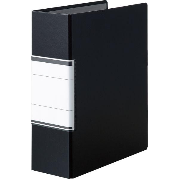 アスクル パイプ式ファイル A4タテ 両開き とじ厚80mm 背幅96mm ブラック 黒 ユーロスタ...