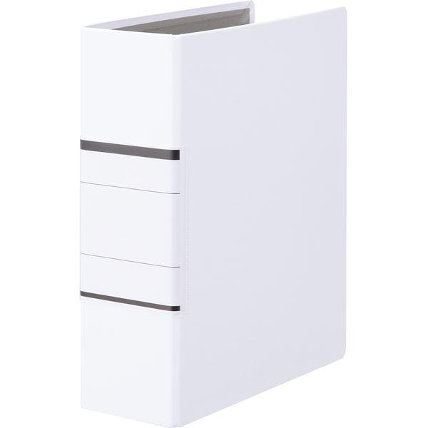 アスクル パイプ式ファイル A4タテ 両開き とじ厚80mm 背幅96mm ホワイト 白 ユーロスタ...