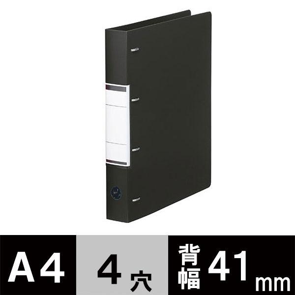 アスクル リングファイル A4タテ D型4穴 背幅41mm クリアブラック 黒 ユーロスタイル  オ...