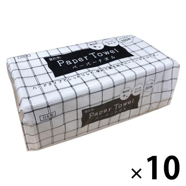 ペーパータオル 花束 中判 シングル ハードタイプ 再生紙 1セット（200枚入×10個）丸富製紙