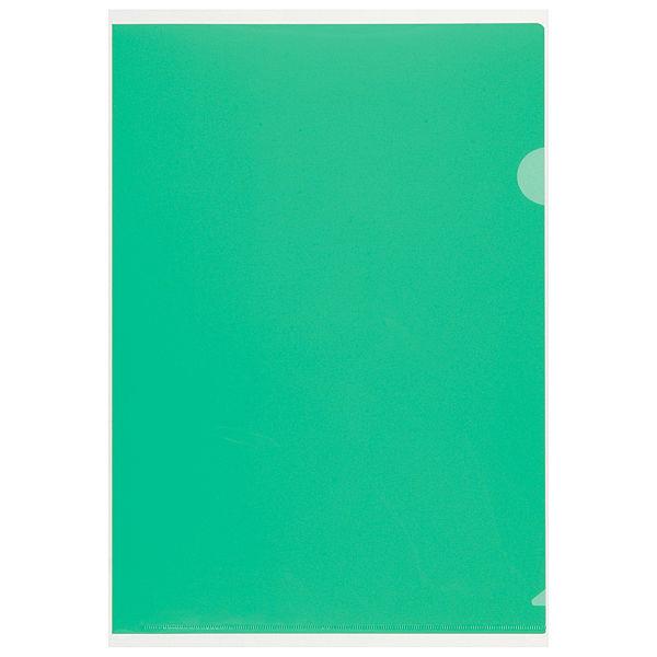 プラス 高透明カラークリアホルダー A4 グリーン 緑 1袋(100枚) ファイル 80162