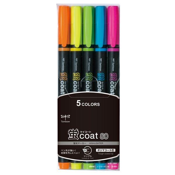 蛍光マーカー/蛍光ペン　蛍コート80　シングルタイプ　5色セット　WA-SC5C　1個　トンボ鉛筆