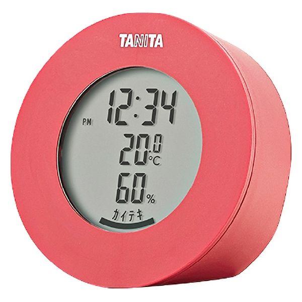タニタ 温湿度計 時計 温度 デジタル 卓上 マグネット ピンク TT-585-PK 湿度
