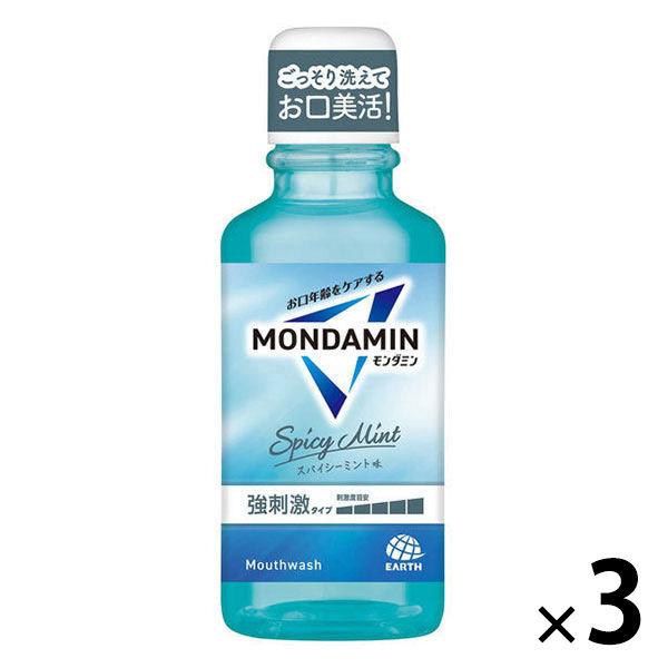 マウスウォッシュ 携帯用 口臭 モンダミン スパイシーミント ミニボトル 100mL 1セット（3本...