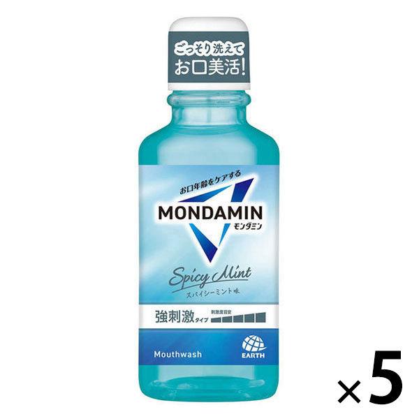 マウスウォッシュ 携帯用 口臭 モンダミン スパイシーミント ミニボトル 100mL 1セット（5本...
