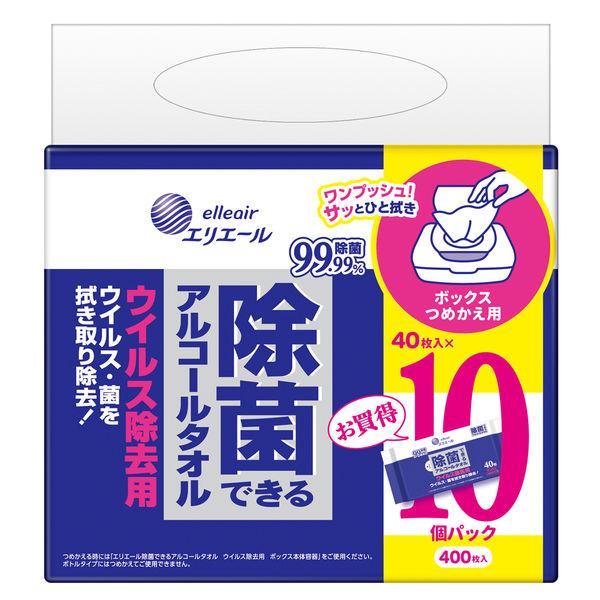 ウェットティッシュ エリエール 除菌できるアルコールタオル ウイルス除去ボックス 詰め替え（40枚入...