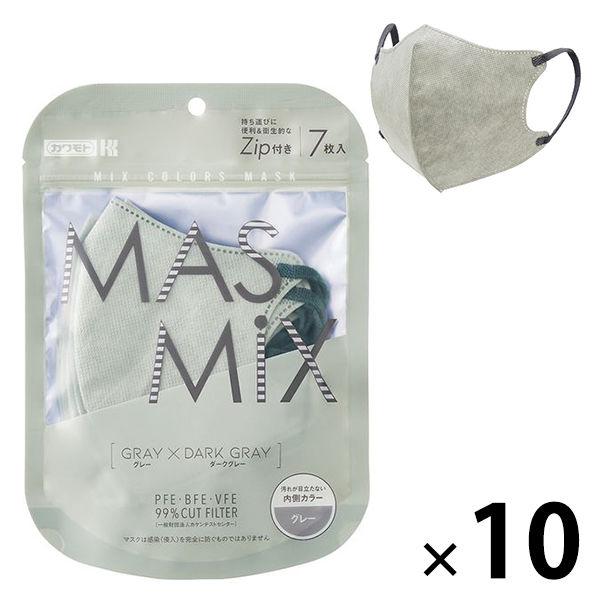 Kirei Mask MASMiXマスク（グレー×ダークグレー）1セット（7枚入×10袋） 川本産業...