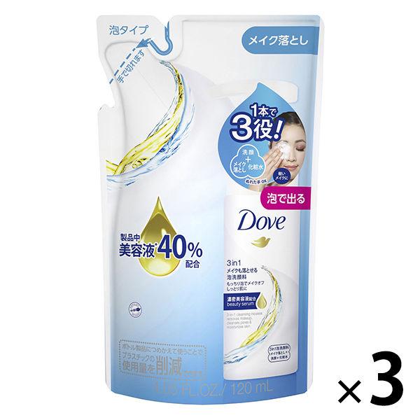 ダヴ(Dove)3in1 メイクも落とせる洗顔フォーム 泡タイプ つめかえ用 120ml 3個