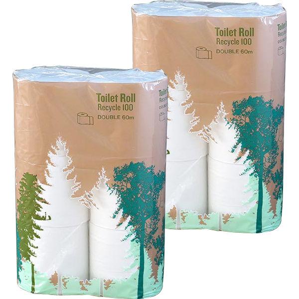 復活特別価格 2倍巻 トイレットペーパー 再生紙 ダブル 60m ロハコオリジナルトイレットロール ...