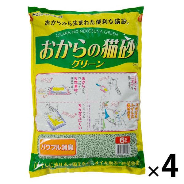 （セール）おからの猫砂 グリーン 6L 4袋 常陸化工