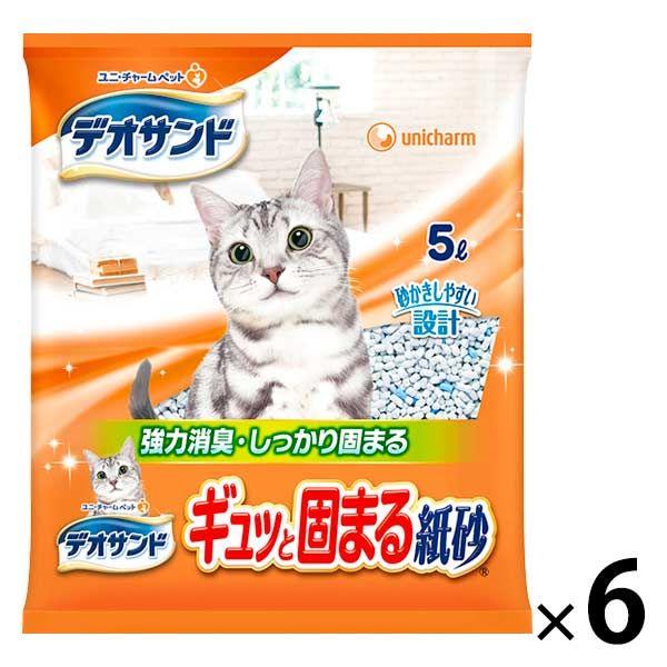 （週末セール）デオサンド 猫砂 紙砂 5L 6袋 ユニ・チャーム まとめ買い