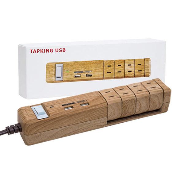 FARGO 木目調 電源タップ TAPKING USB AC4個口 USB2 BEWD 1.8m P...