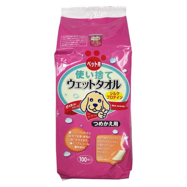 サンテックオプト ポイ太くん ペット用 使い捨てウェットタオル 詰め替え 100枚入