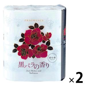トイレットペーパー ダブル 30m 4ロール パルプ100% 四国特紙 黒バラの香り 1セット(2パック8ロール入) やわらかい バラ柄 王子ネピア