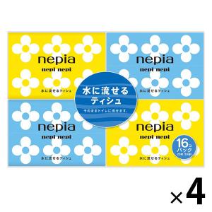 ポケットティシュ ネピア ネピネピ 水に流せる 花柄 4パック 王子ネピア