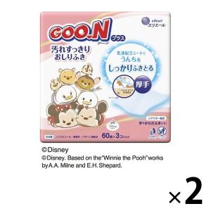 グーンプラス 汚れすっきりおしりふき（60枚×3個）2パック 大王製紙