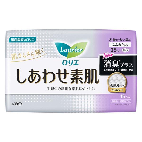 【セール】ナプキン 特に多い昼用 羽つき 25cm ロリエ しあわせ素肌 消臭プラス 1個（15枚）...