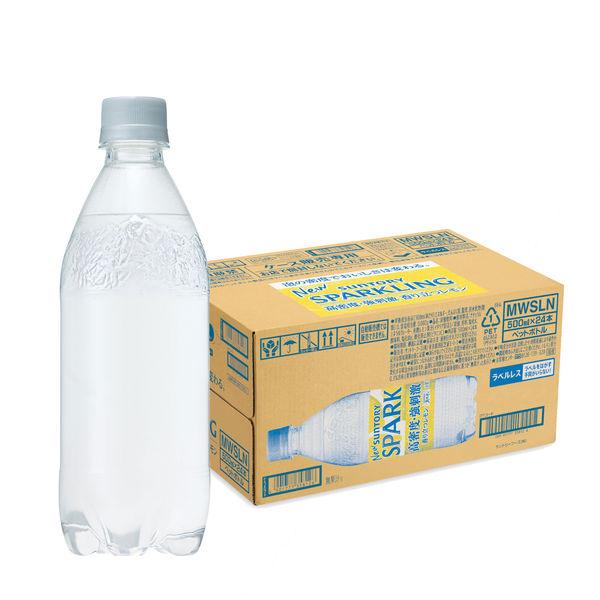 （セール）サントリー 天然水SPARKLINGレモン 500ml ラベルレスボトル 1セット（48本...
