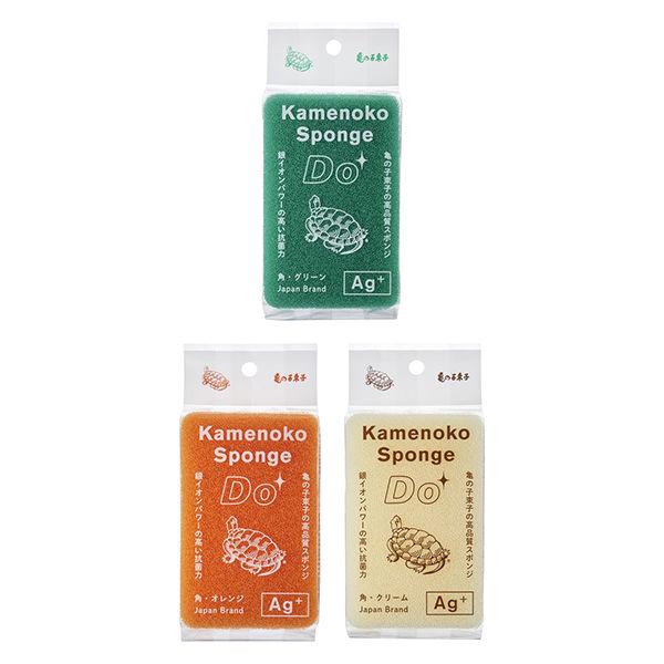 【3色セット】亀の子スポンジDO 高品質 角型 キッチンスポンジ抗菌加工グリーン・オレンジ・クリーム...