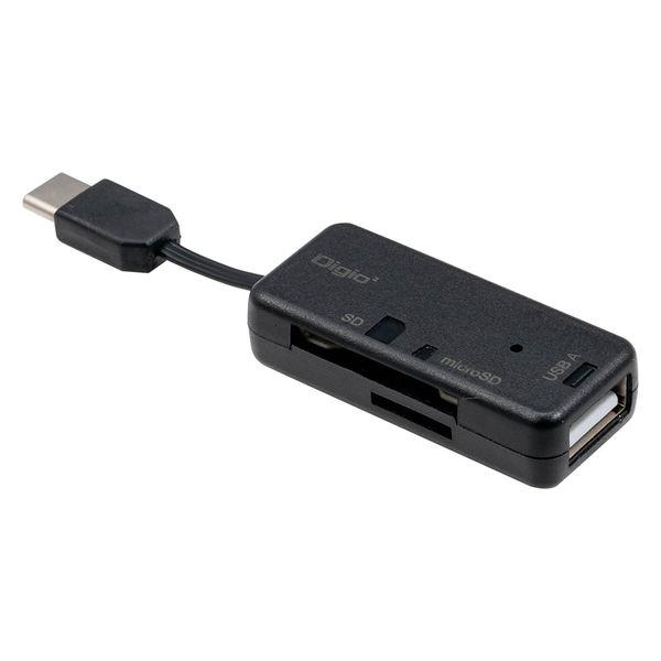 ナカバヤシ 変換アダプタ機能Type-C SD・microSDカードリーダー・ライターBK CRW-...