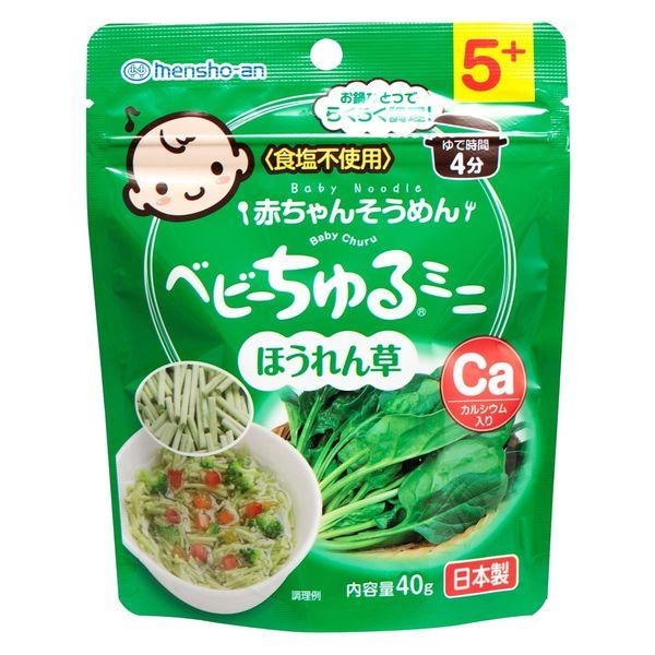 赤ちゃんそうめん ベビーちゅる ミニ ほうれん草 1セット（1袋（40g）×2）　離乳食　5か月頃か...