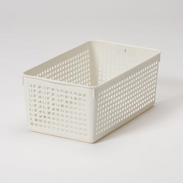 【均一価格】 収納バスケット  メッシュバスケット ワイド ホワイト　幅16.8×奥行29×高さ11...