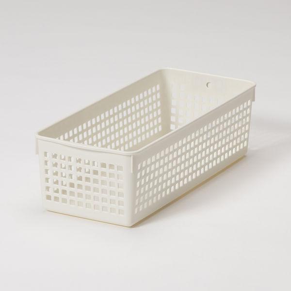 【均一価格】 収納バスケット  メッシュバスケット ロング ホワイト　幅12.8×奥行30.1×高さ...