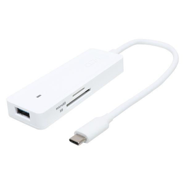 ナカバヤシ USB3.2 Gen2 4ポートハブ カードリーダー Type-C ホワイト USH-1...