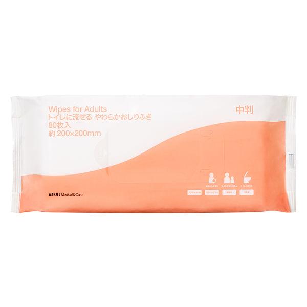 【大人用/流せる】トイレに流せる おしりふき中判　1パック（80枚入） オリジナル