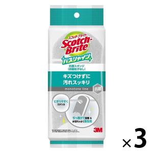 スリーエム(3M) スコッチブライト バスシャイン 抗菌スポンジ(研磨粒子なし) お風呂掃除 グレー BM-22KGY (1個入×3)