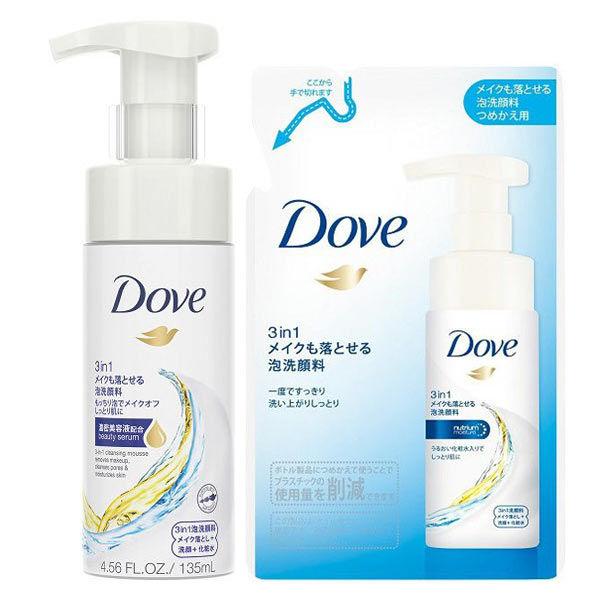 ダヴ(Dove) 3in1 メイクも落とせる泡洗顔料 本体＋替えセット クレンジングフォーム しっと...